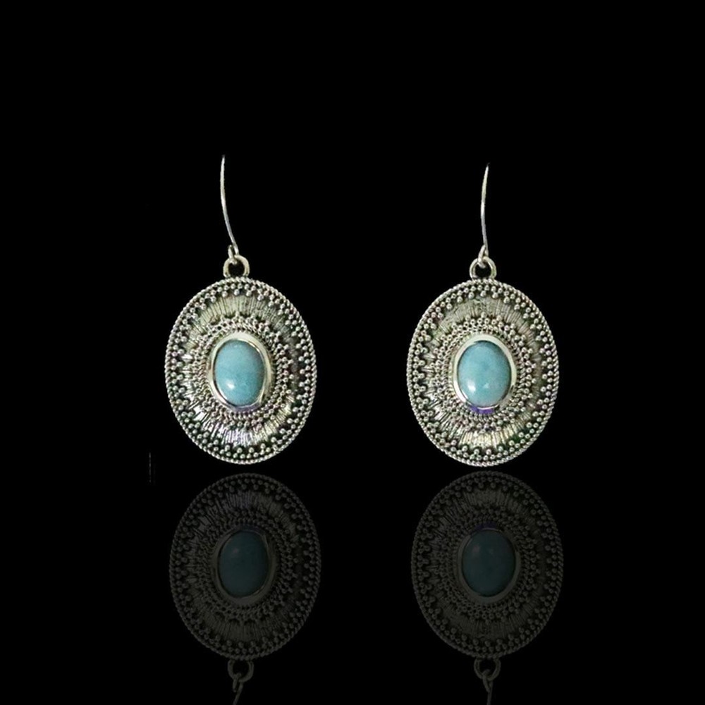 Larimar Medallion Earrings