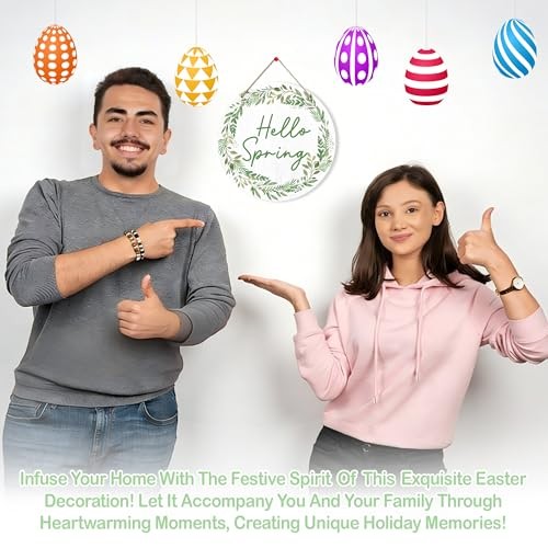 Hello Spring Door Decor, Easter Welcome Spring Sign For Green hello spring