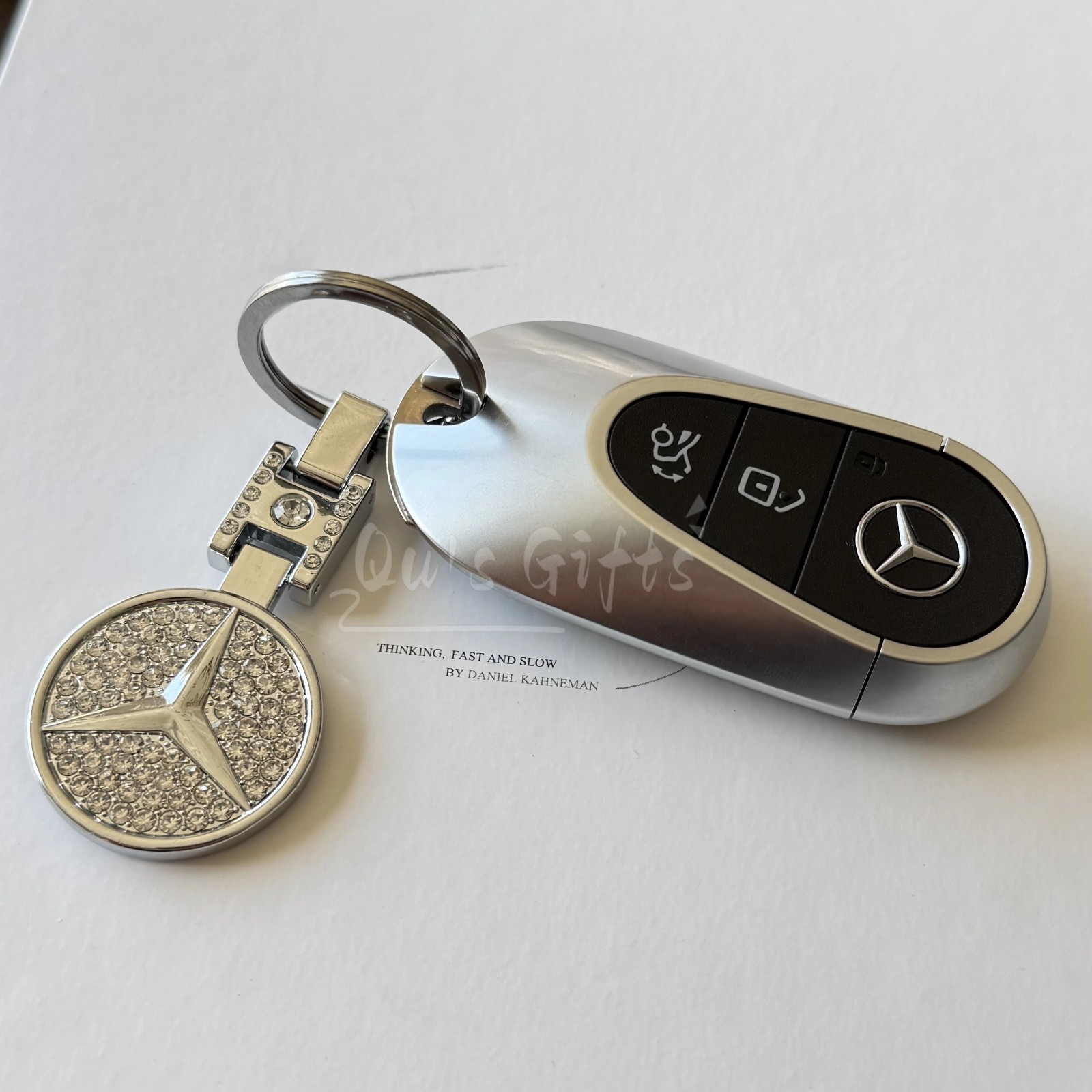Mercedes-Benz Crystal Logo Double-Sided Metal Keychain Car Key Ring