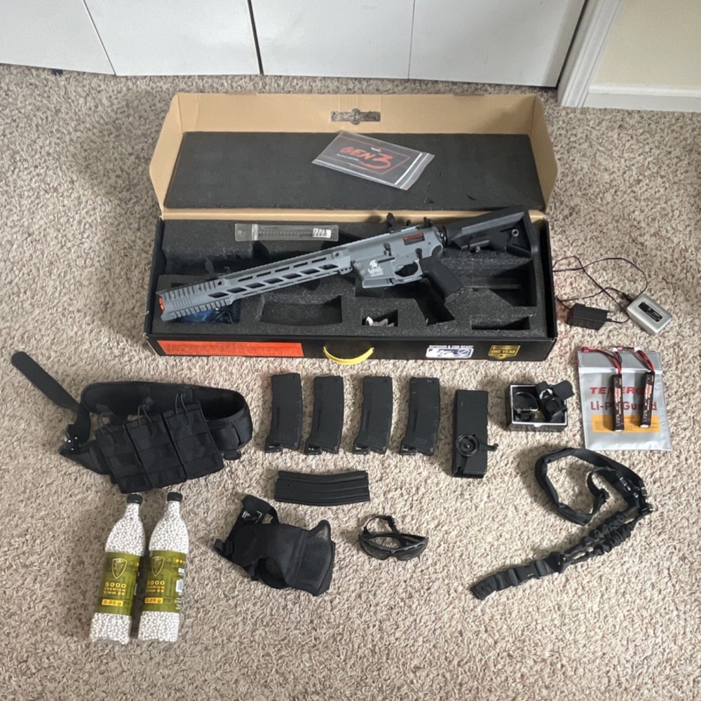 Lancer Tactical Gen3 SPR Intercepter AEG Airsoft Replica Rifle Bundle