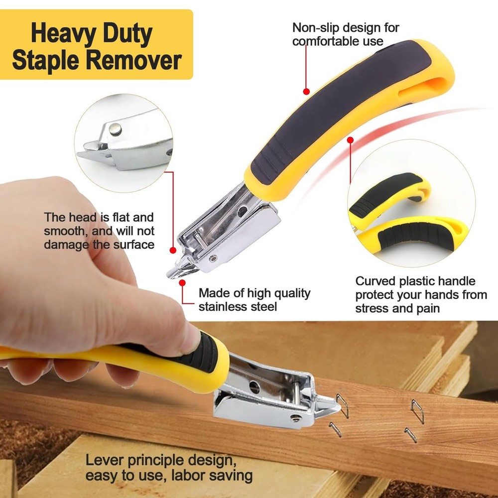 4Pcs Upholstery and Construction Staple Remover with Tack Puller Tool, Nail P...