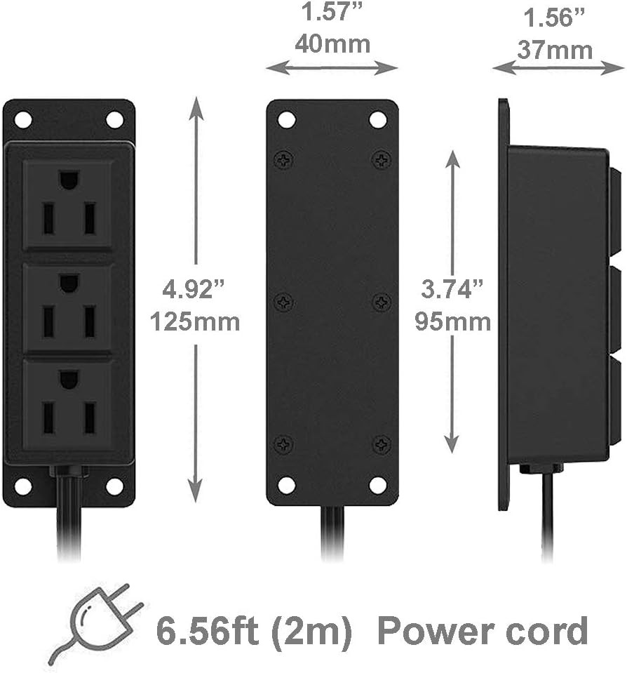 Surface Mounted Power Strip 3 AC Grounded Outlets Mountable Power Strip Socket A
