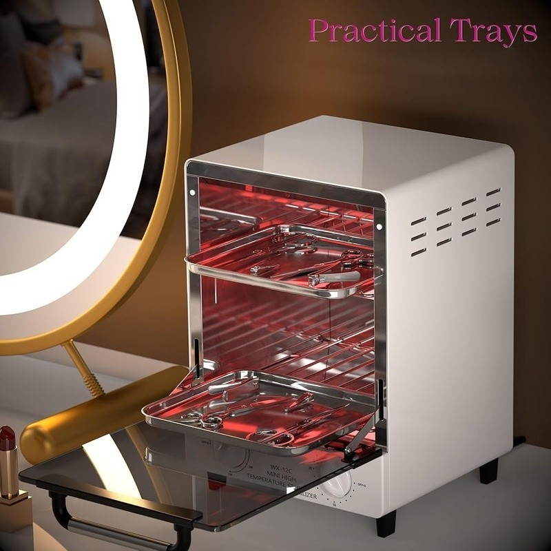 12L High Temperature Sterilizer Adjustable Timer Stainless Steel Tool Cleaner