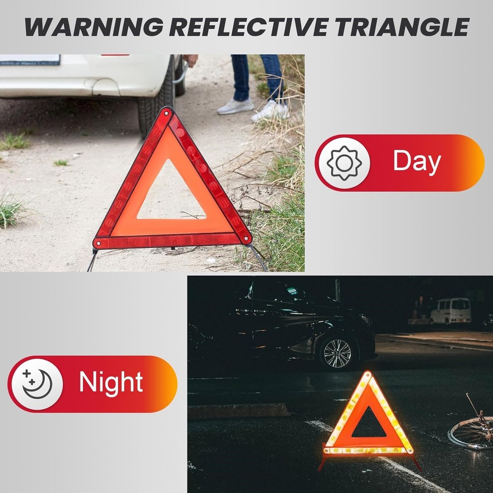 3PCS Car Emergency Warning Triangle DOT Approved Reflective Safety Roadside Kit