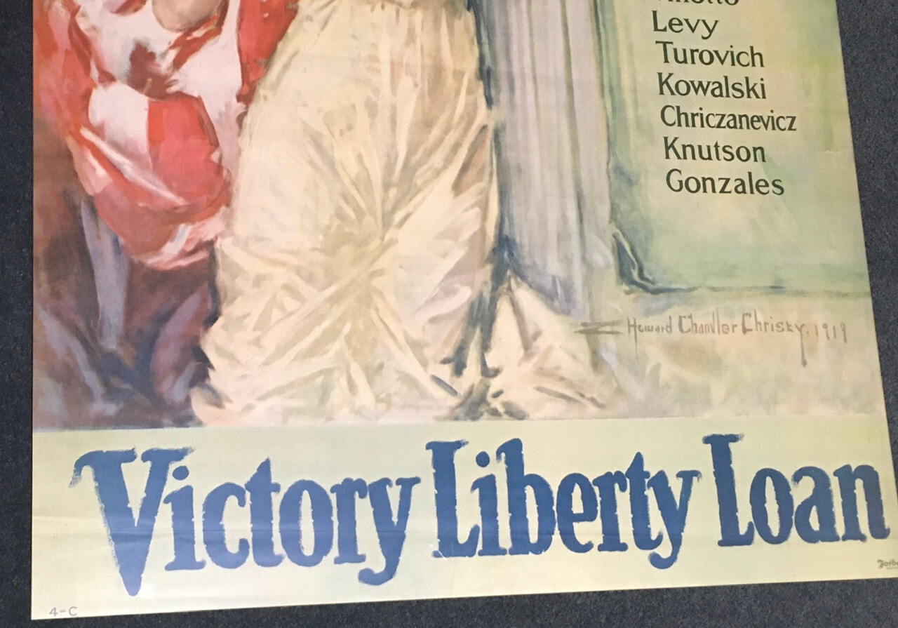 VINTAGE! RARE! AMERICANS ALL! 1919 ORIG. 27x40 POSTER! WW1 VICTORY LIBERTY LOAN!