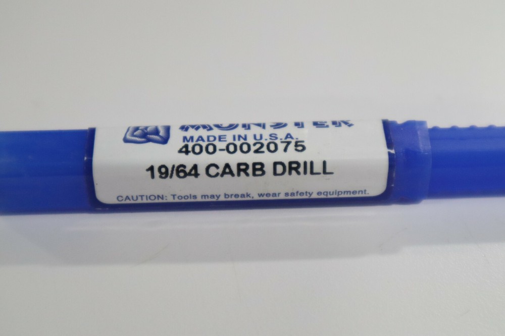 MONSTER TOOL, 19/64" CARBIDE DRILL, 2 FLUTE B357