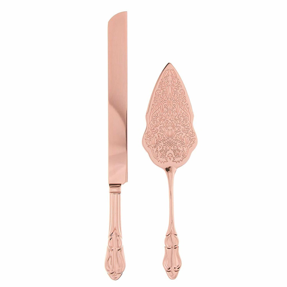 Cake Knife & Server Set, Cake Cutting Set for Wedding (Rose Gold)