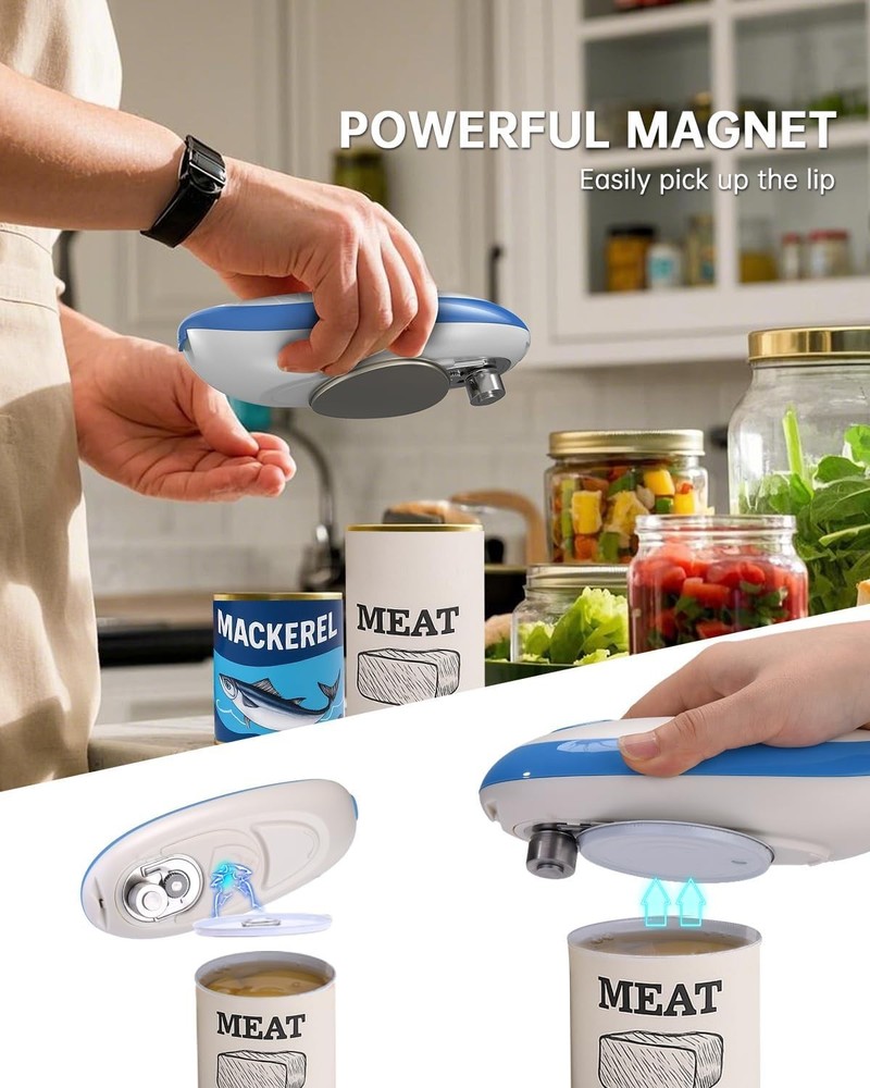 Automatic Handheld Can Opener - Smooth Edges & Safety Design for Seniors