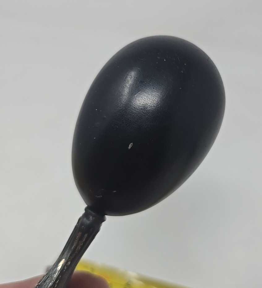 Antique Sterling Silver Handle Sock Darning Black Egg Vintage Stocking Darner 6"
