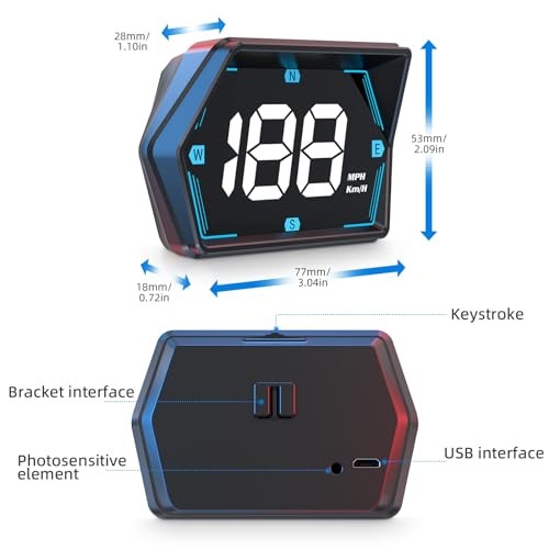Digital Speedometer Car HUD Head Up Display MPH KM/H with Compass Automatic