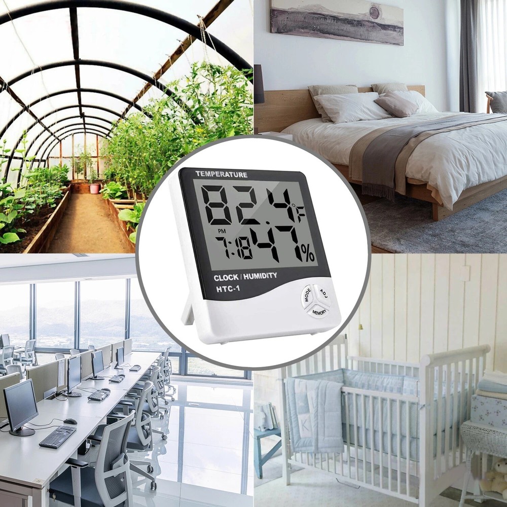 2 Pcs Digital LCD Hygrometer Thermometer Humidity Temperature Alarm Clock