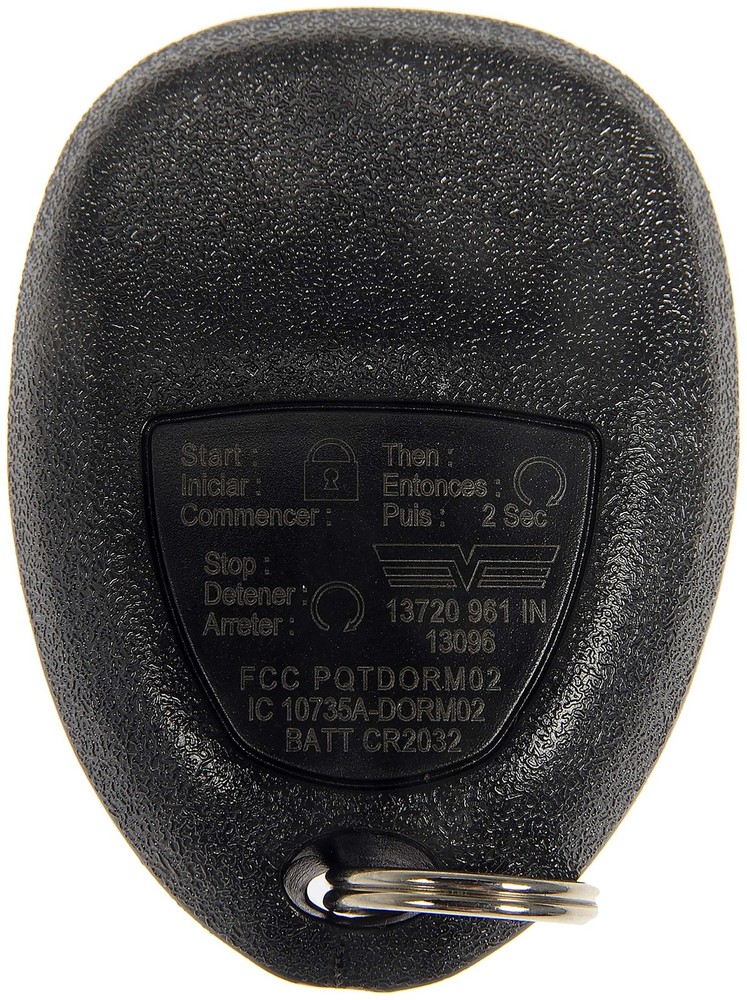 Dorman 13720 Keyless Entry Remote 5 Button Compatible with Select Black