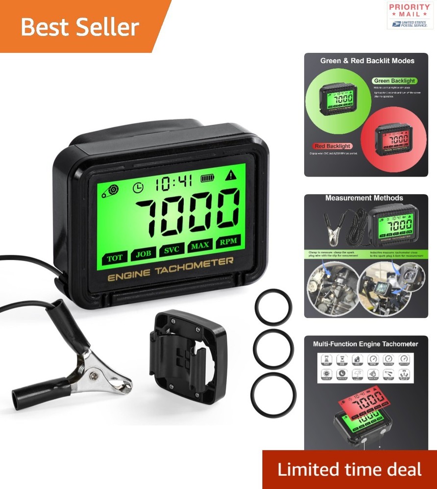 Multifunctional Digital Tachometer with Clip - Ideal for Chainsaws & Mowers