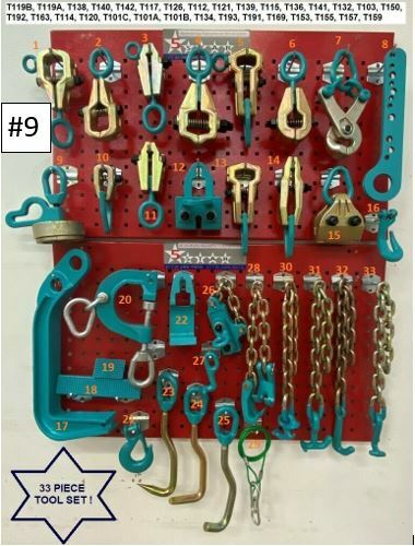 SET#9 -33 PIECE AUTO BODY FRAME MACHINE PULLING TOOLS & CLAMPS VALUE SET