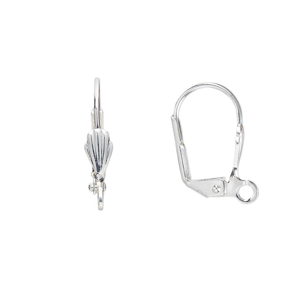 10 Silver Plated Brass 18mm Lever Back with Shell Earrings with Open Loop