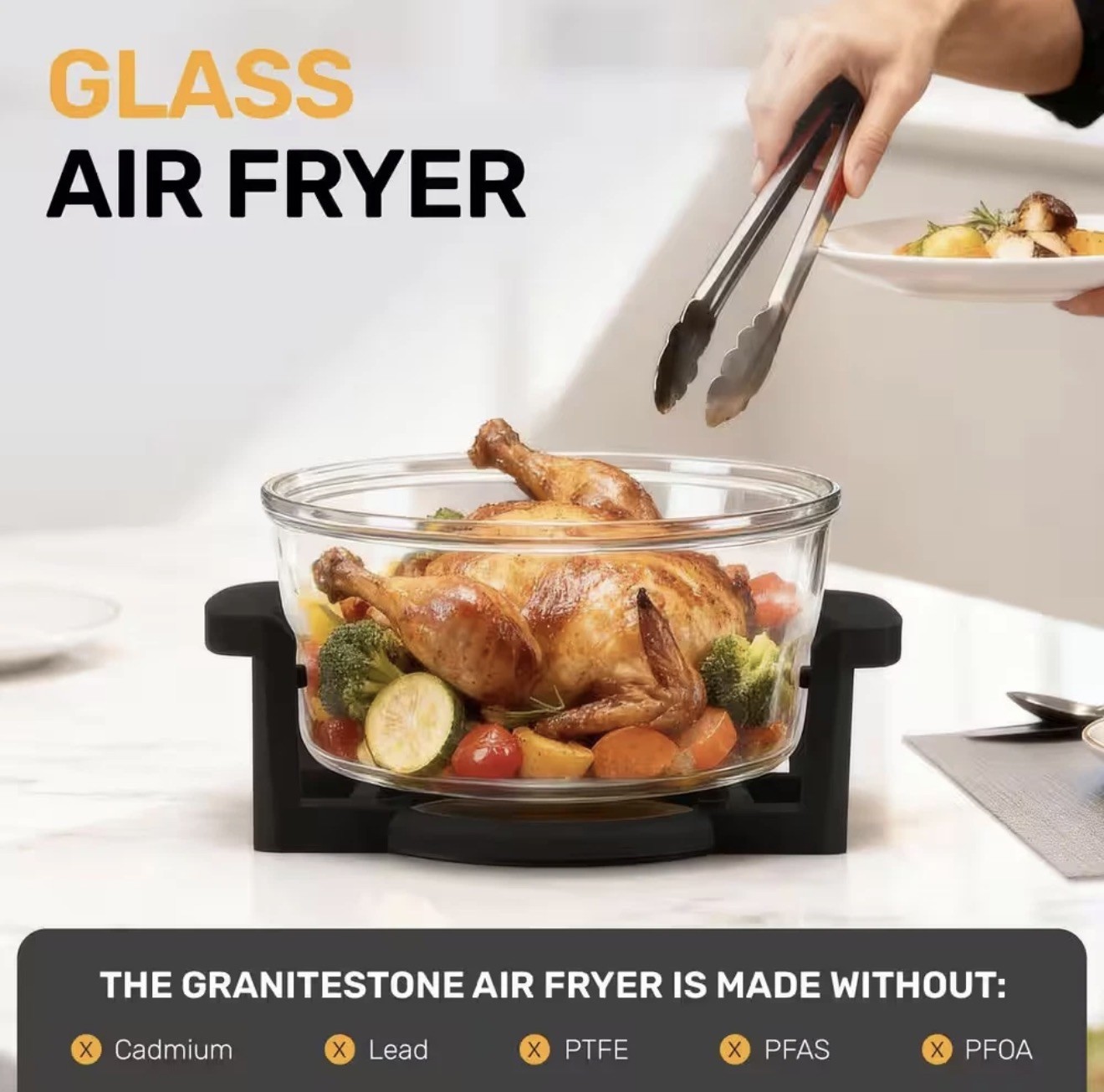 16 Qt. Black Oil-Less Air Fryer with Built-In Timer