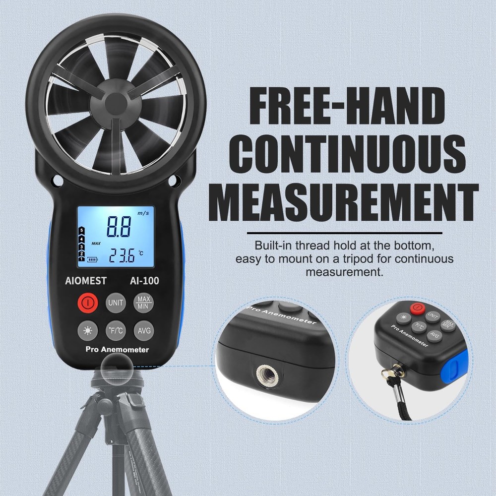 Digital Anemometerhandheld Wind Speed Meterairflow Gauge Measures Air Temperatur