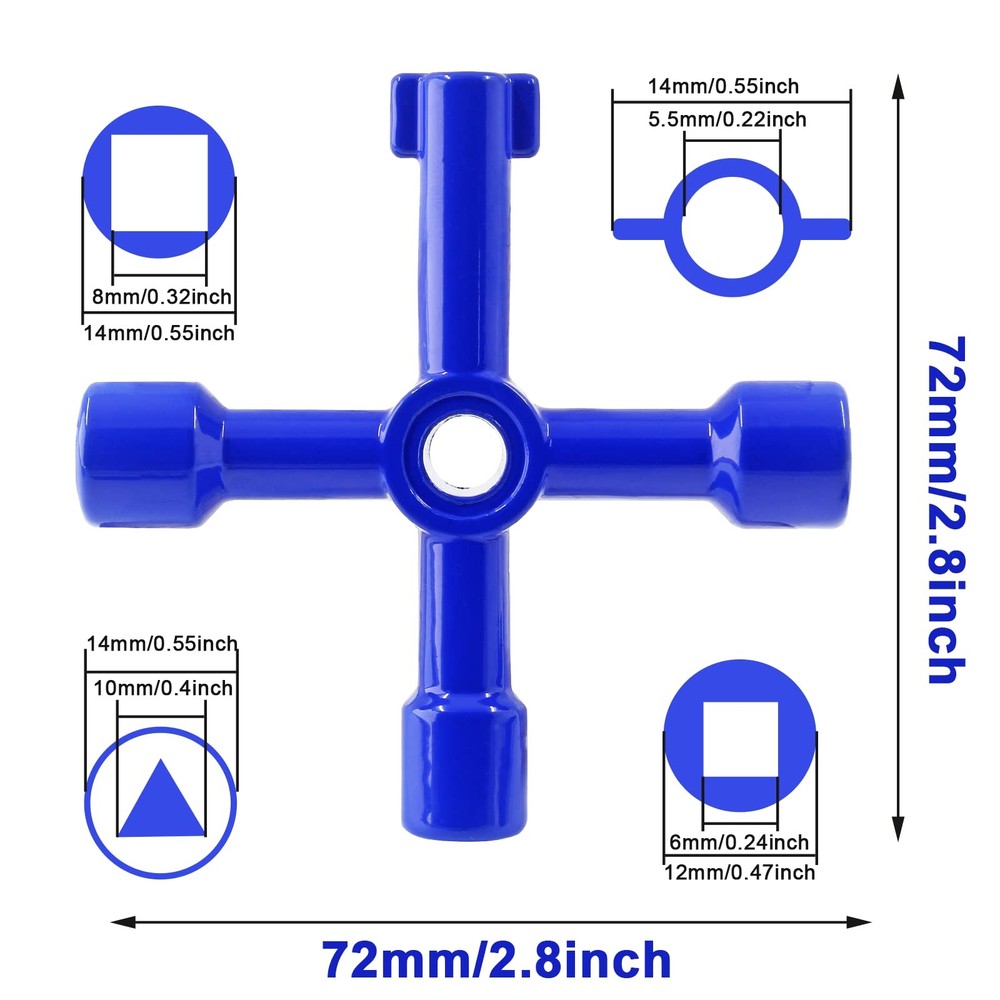 3Pcs 4-Way Multi-Functional Utilities Key Electric Cabinet Keys Triangle Square