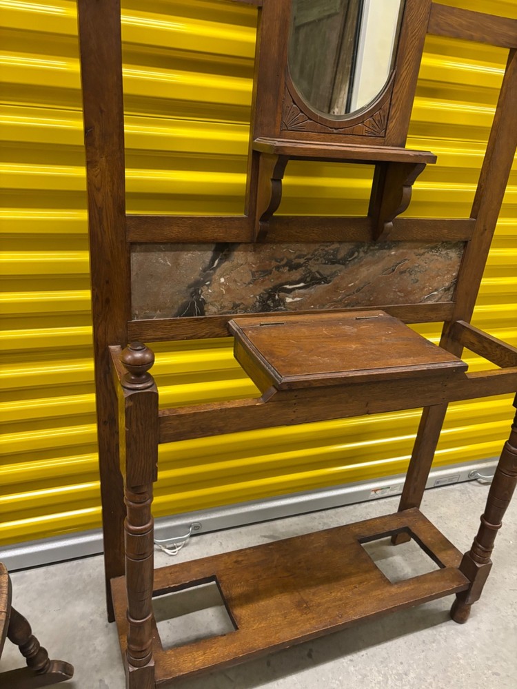 vintage Hall Tree with marble inlay