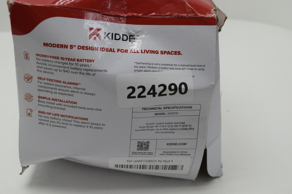 Kidde 20SD10 Smoke Detector, LED Warning Light Indicators, 2 Pack, New Open Box
