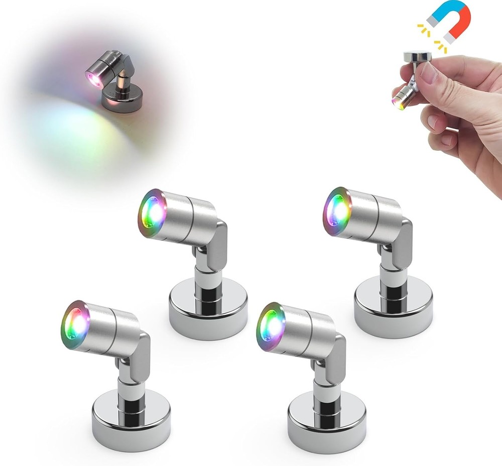 Suzeyar Metal Miniature LED Lights Tiny Spot Light Magnetic Base Battery Operate