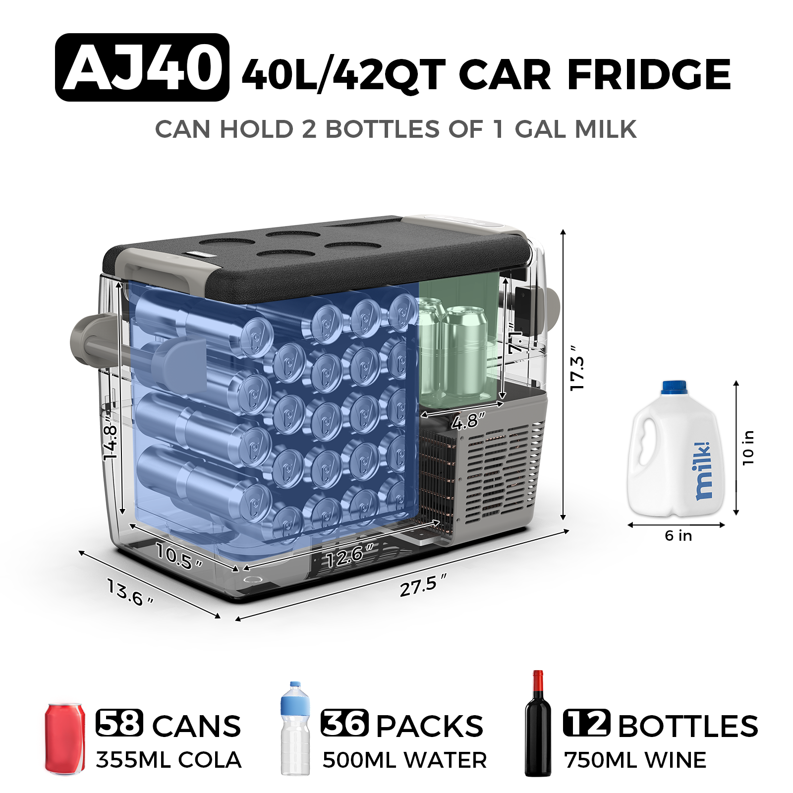 31/42/53QT Car Portable Freezer Fridge 12V Camping Refrigerator With Compressor