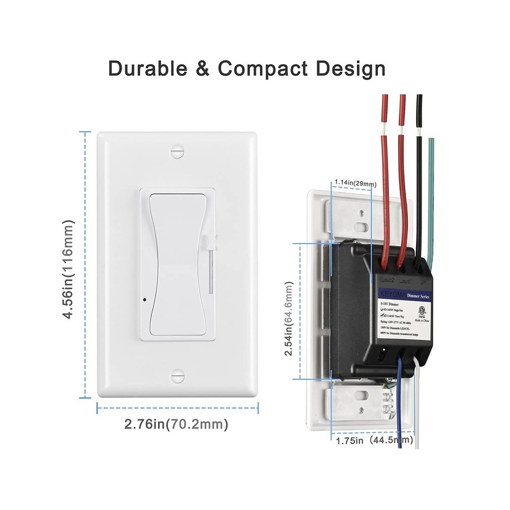 0-10V LED Dimmer Switch, Low Voltage Dimmer Switch for Dimmable LED Lights, C...