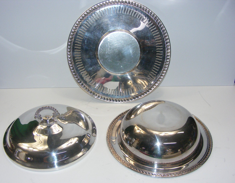 Vintage Silverplate Covered Soup Dish with Cracker or Cheese Tray 4-south