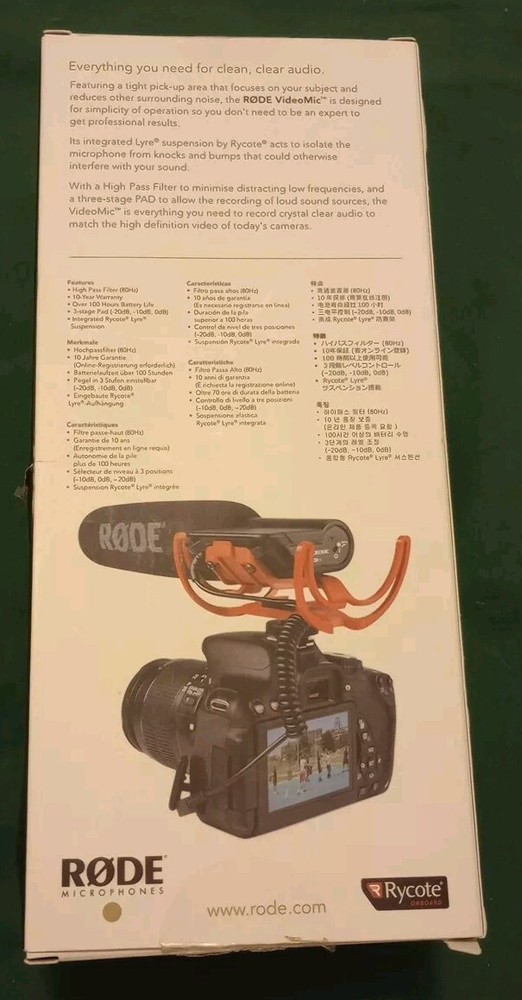 Videomic Rode microphones Rycote Onboard
