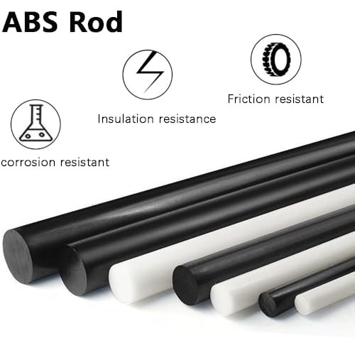 Pcs ABS Plastic Rods 2"x2",ABS Round Stick Round Solid Bar for 2"x12" 1 Black