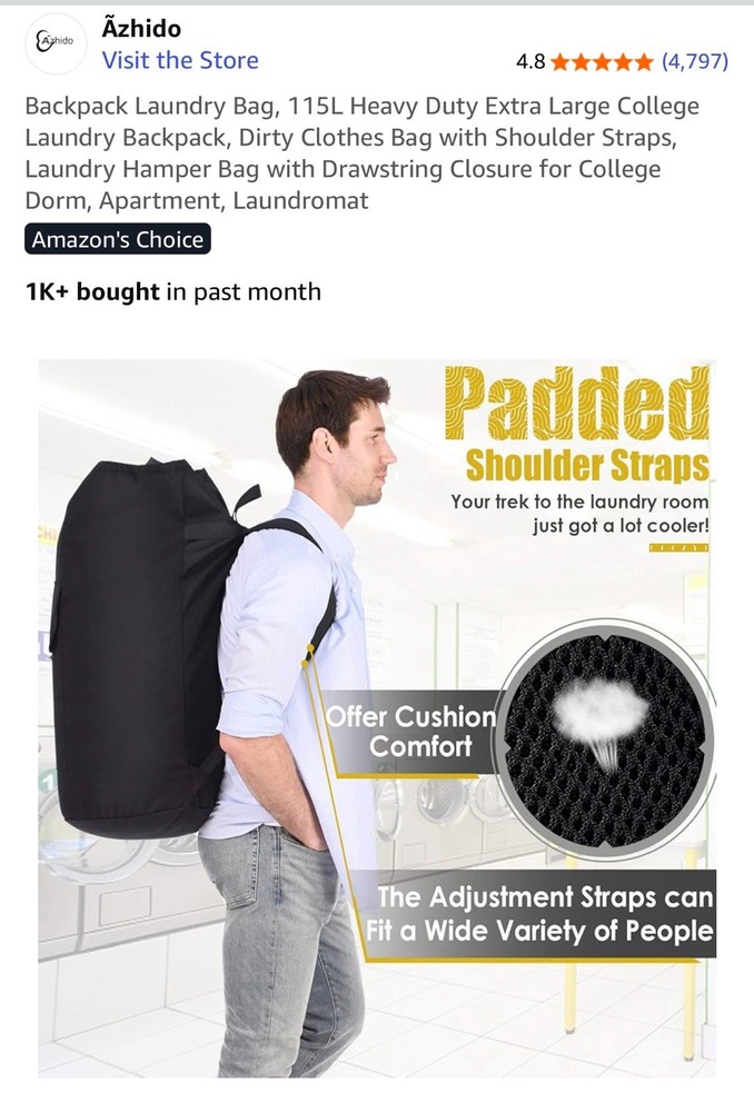 Black Laundry Bag Backpack Large Monogrammed in Athletic Font with Amelia