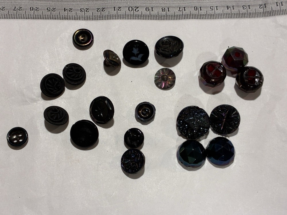 1930 Glass Black Button Varied Styles