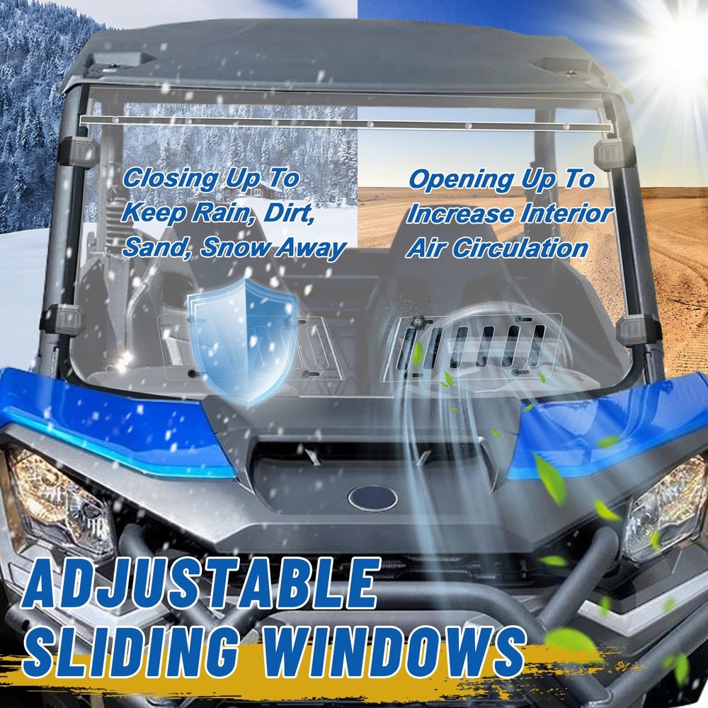 2021+ Vented Commander Windshield, Commander Sliding Full Window Front clear