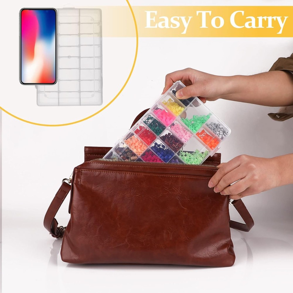 3 Pack 24 Grids Clear Plastic Storage Container With 3pcs small 24 grids