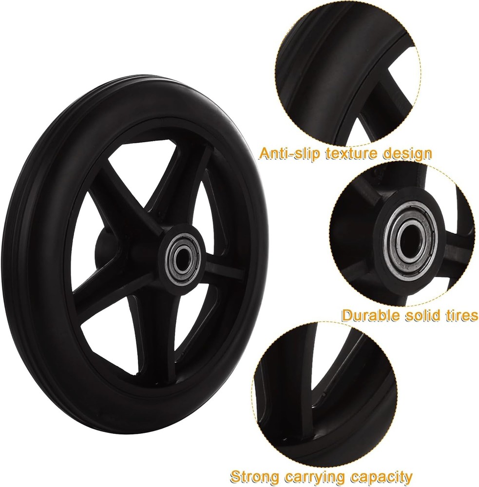 4 Pcs 6 Inch Walker Wheels Replacement, Solid Wheelchair Front Wheels, Anti-Slip