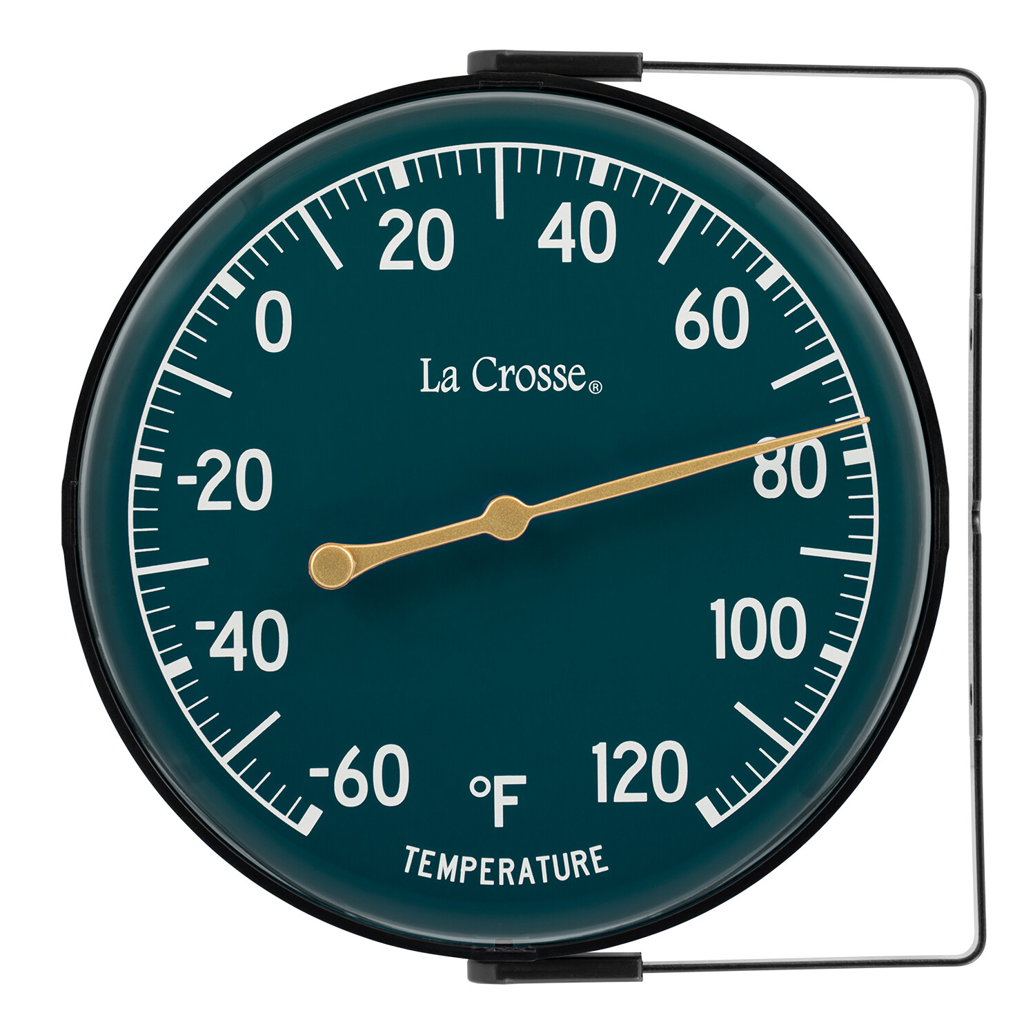 104-1512F La Crosse 5.5" Indoor/Outdoor Dial Thermometer with Bracket Dark Green