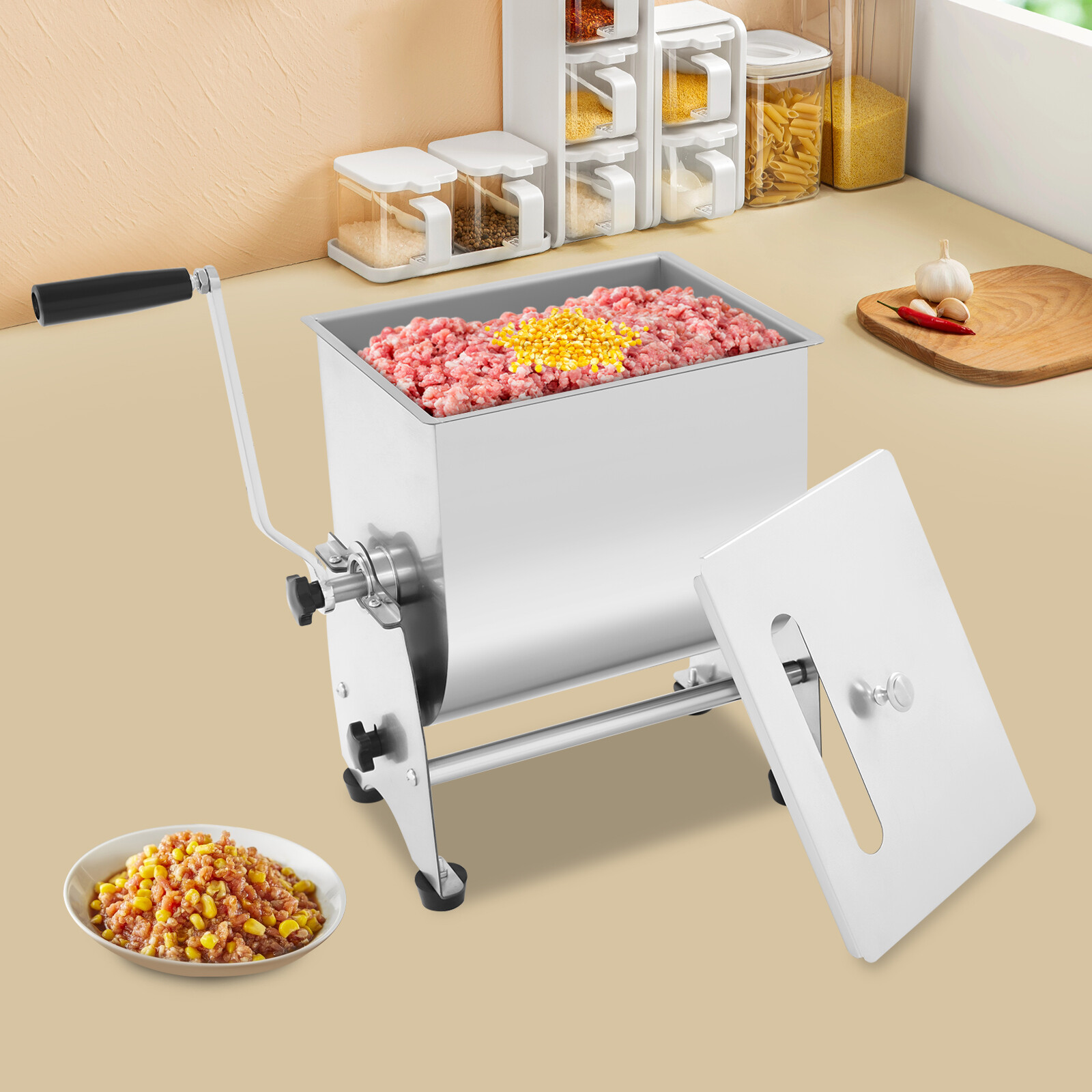 10kg/22lb Tilting Mixer Commercial Manual Sausage Meat Mixing Machine Free Stand