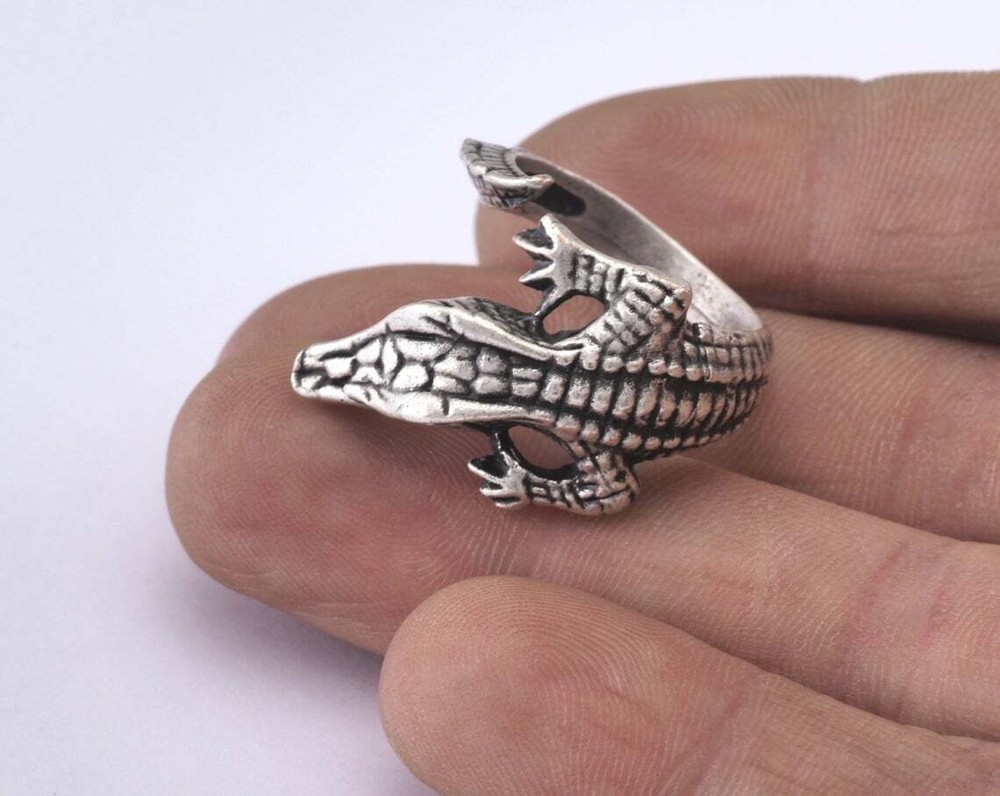Ring Adjustable Antique Silver Plated Brass Animal Ring