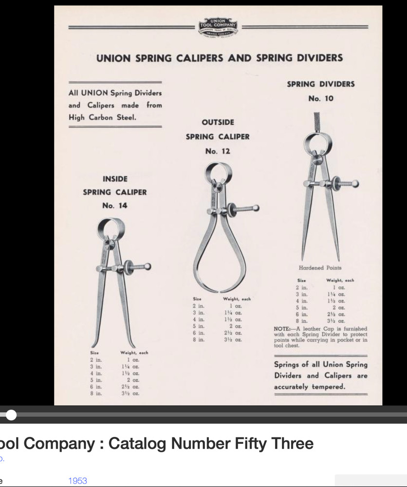 Union Tool - Outside Caliper -8" good condition Machinist