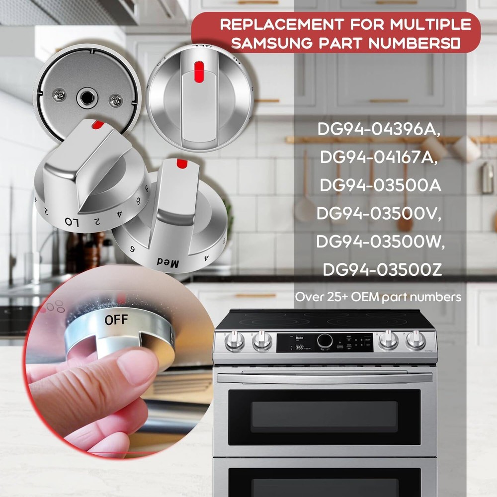 4 Pack Stove Knobs DG94-03500A/Z for Samsung Knob, Electric Stove Oven Range