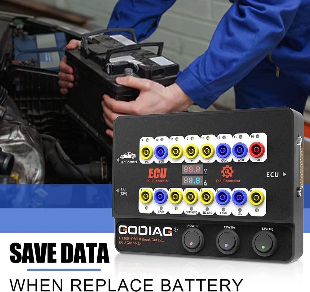 GODIAG GT100+ Pro OBDII Breakout Box E-CU Connector Electronic Current Display