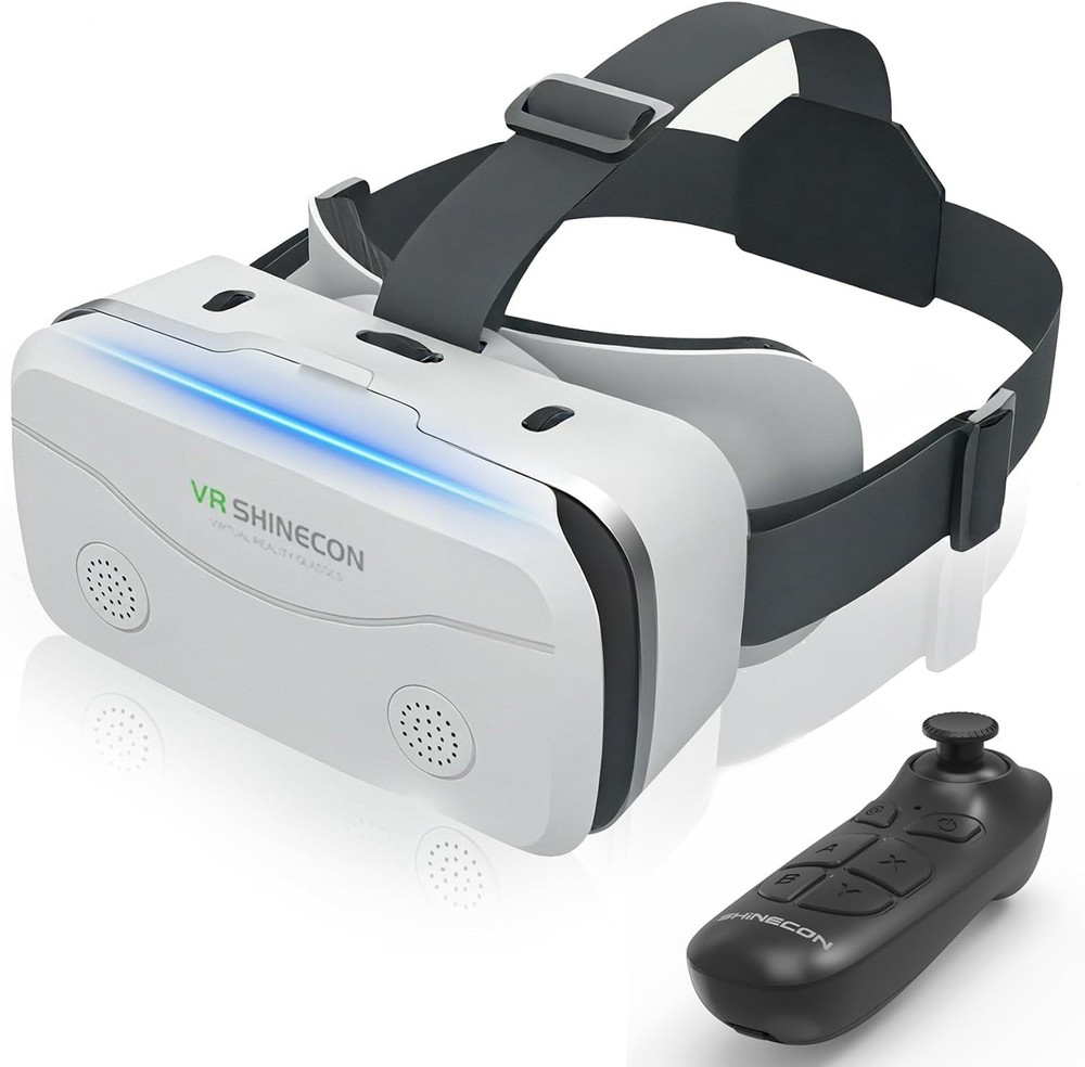 VR Headset for Smartphones 4.7-7 Inch with Bluetooth Controller, Aspheric HD Len