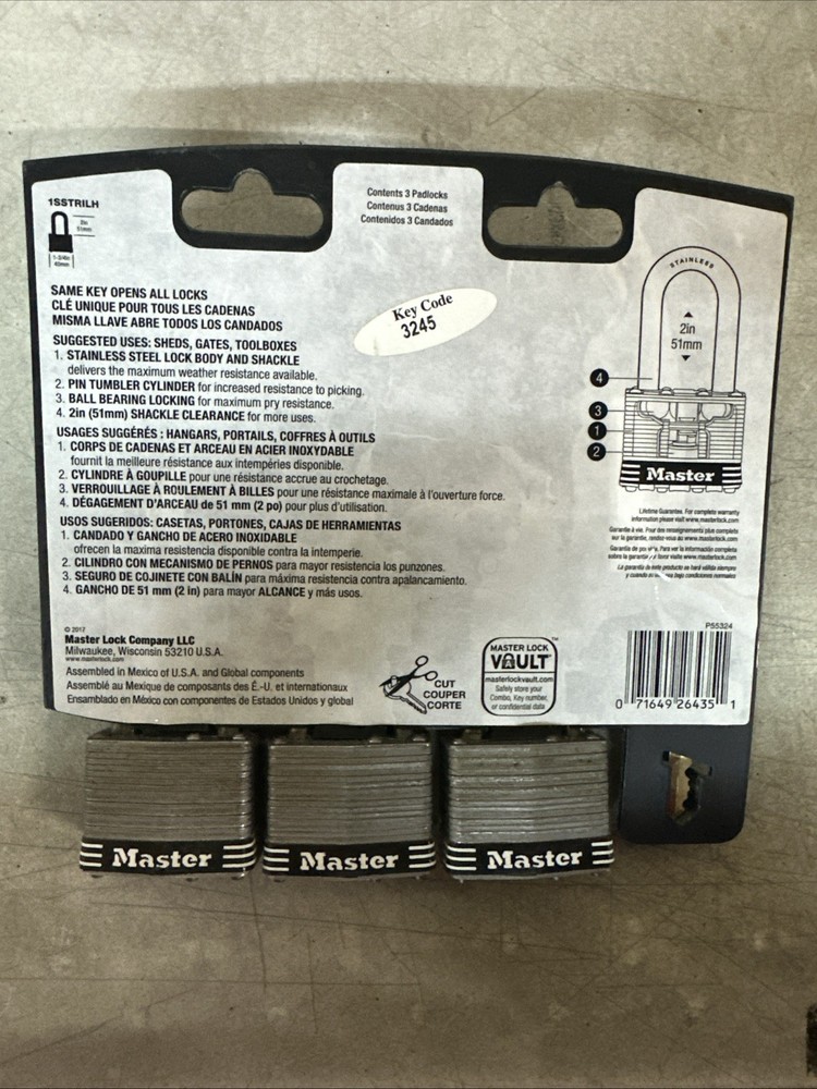 NEW Master Lock 3pack Key Code 3245 PN: 1SSTRILH