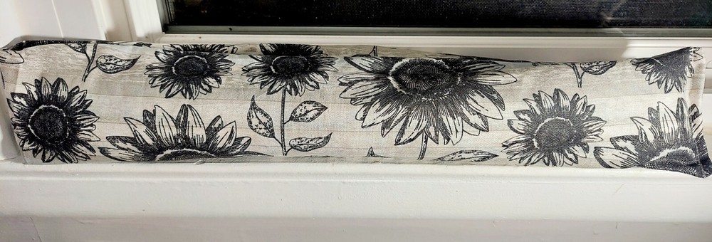 Door Draft Stopper, Cedar Filled, Window Draft Stopper, Sunflowers