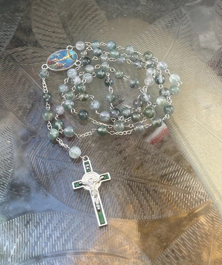 Green Moss Agate Rosary