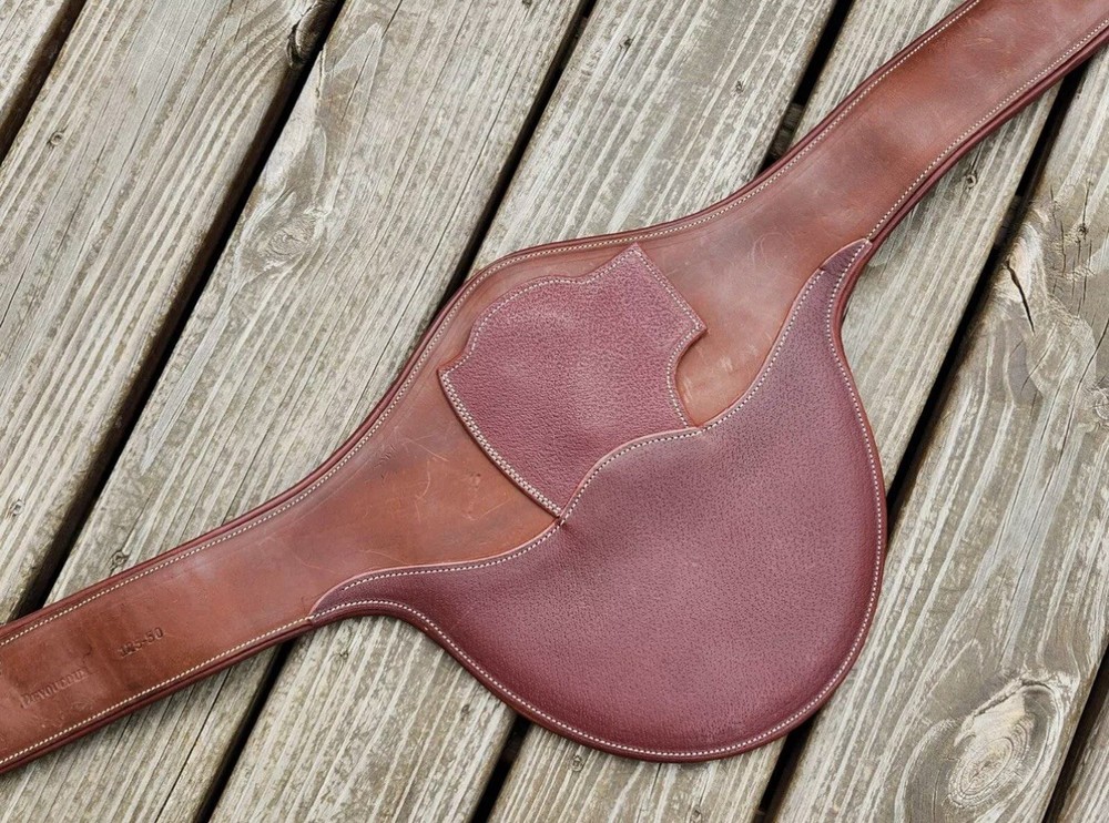 Devoucoux Medium Brown Padded Belly Guard Stud Jump Girth - Size 50"
