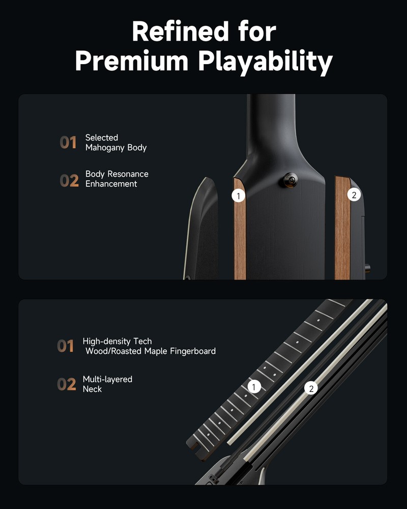 Donner HUSH™ X PRO Electric Guitar Black