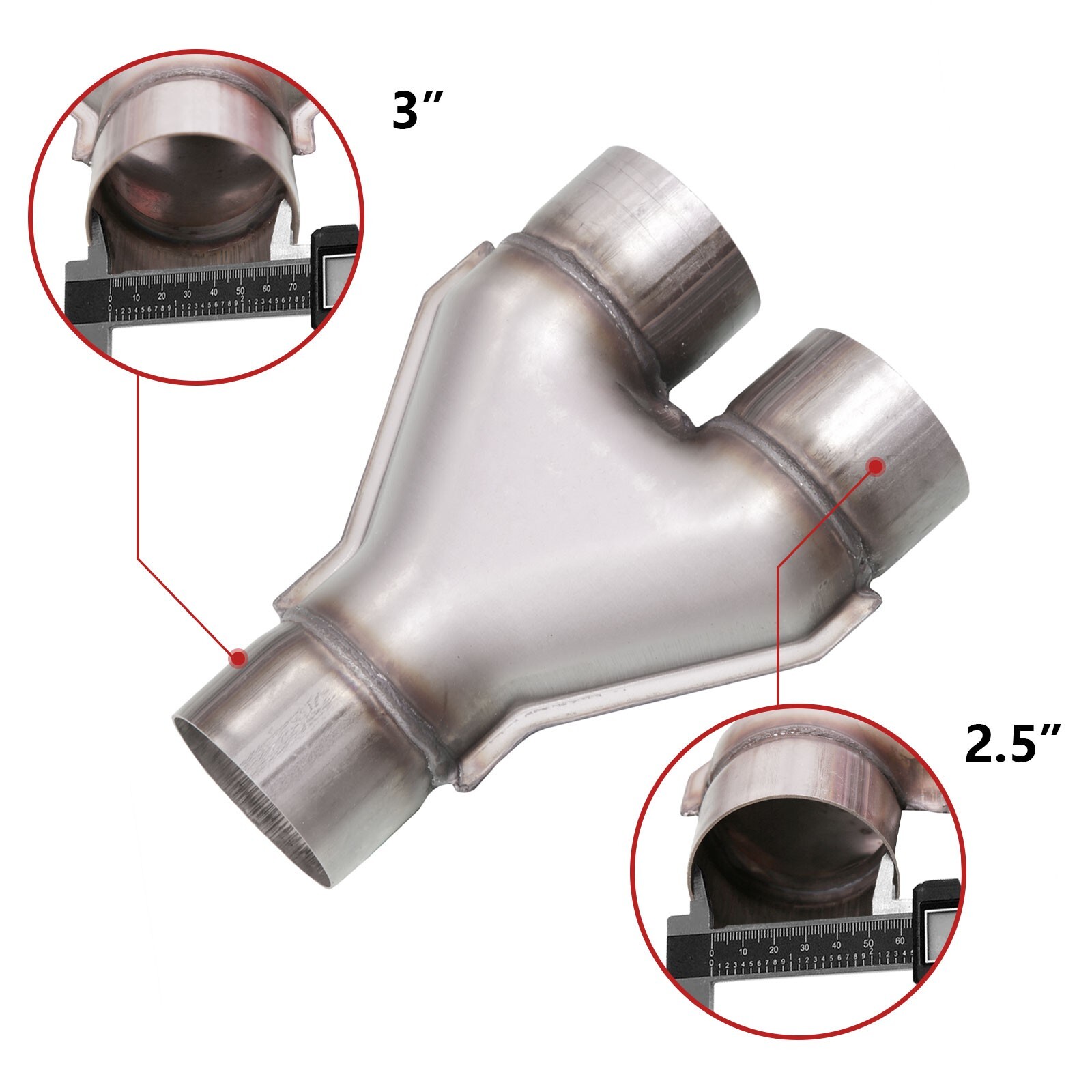 Universal 409 Stainless Exhaust Y Pipe 3" Single to2.5" Dual Exhaust muffler