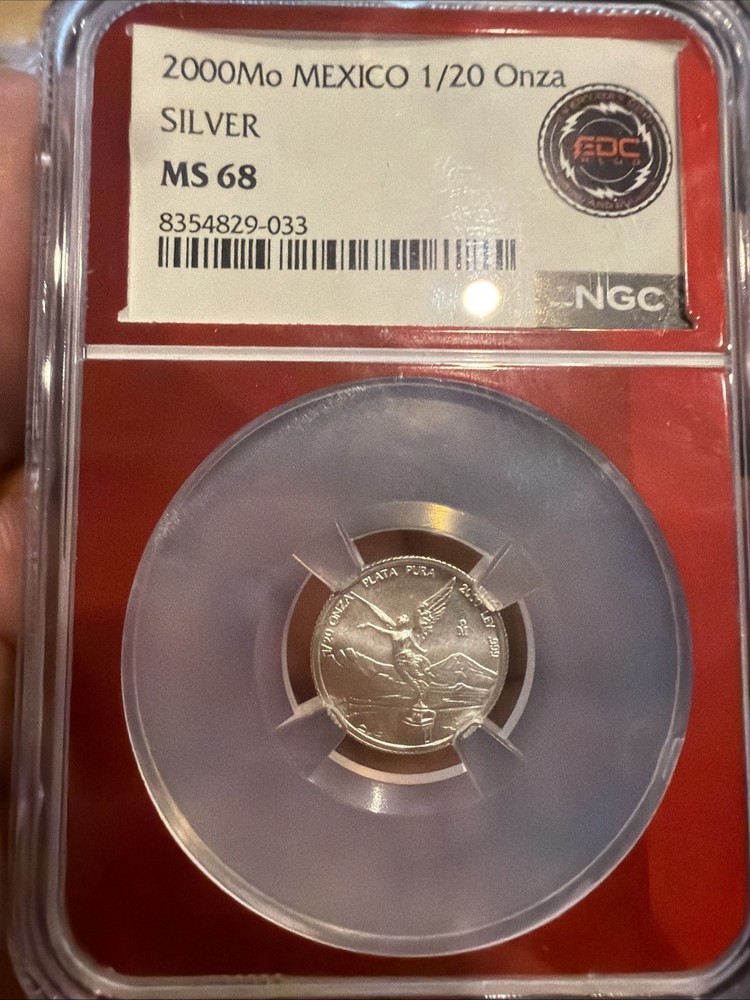 2000Mo Mexico 1/20 On a Silver NGC Ms 68 KEY DATE💥