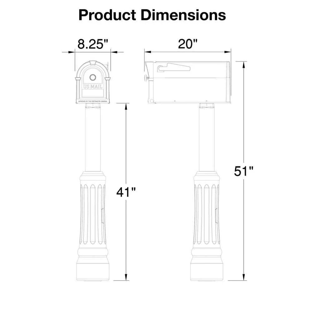 Large, Madison Mailbox and Post Kit, Black